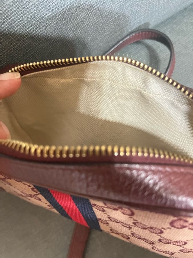 GUCCI MINI BAG Ophidia緹花拉鍊#肩背#斜背包(酒紅色)-21