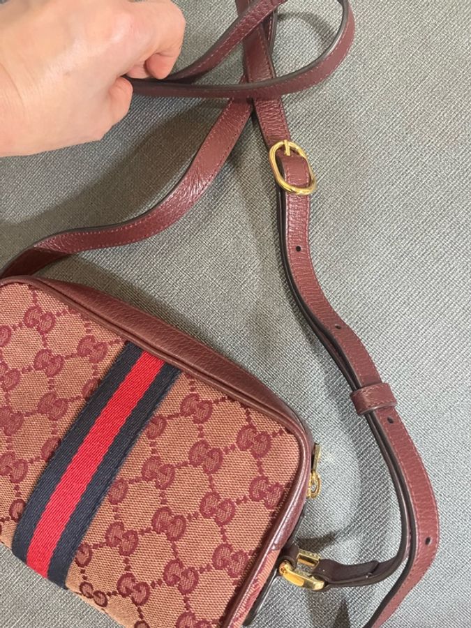 GUCCI MINI BAG Ophidia緹花拉鍊#肩背#斜背包(酒紅色)-22