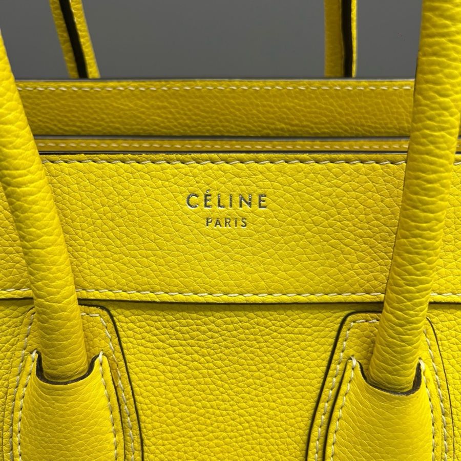Celine賽琳 黃色全皮笑臉包 成色98新-6
