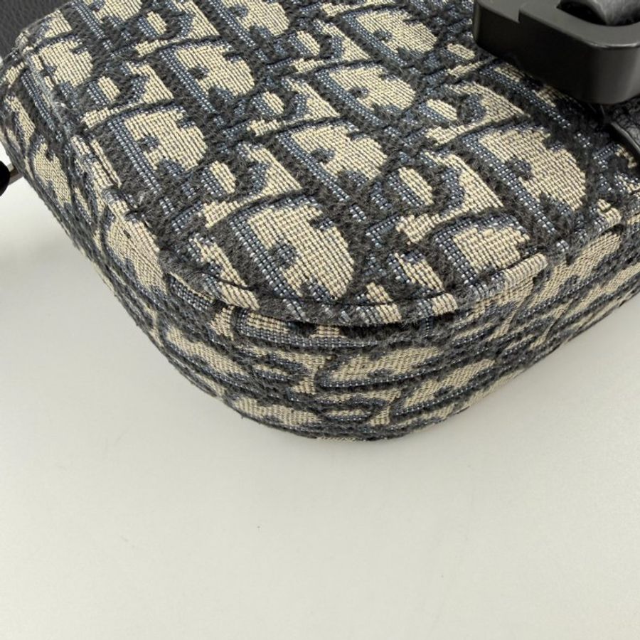 DIOR - 米色緹花拚黑色牛皮Saddle Mini郵差包-7