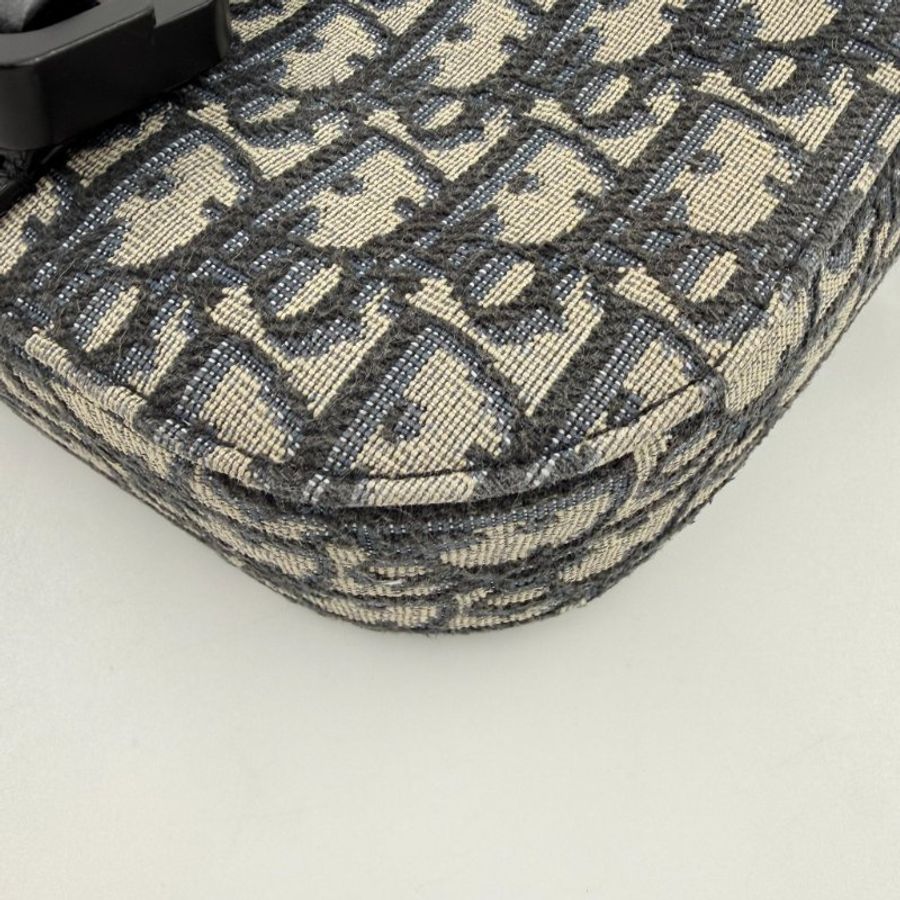 DIOR - 米色緹花拚黑色牛皮Saddle Mini郵差包-8