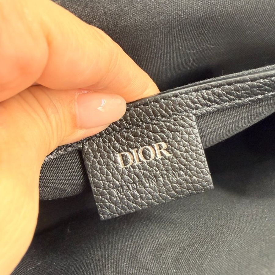 DIOR - 米色緹花拚黑色牛皮Saddle Mini郵差包-14