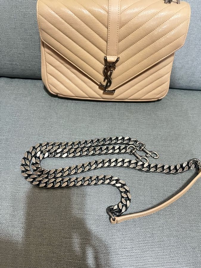 YSL Saint Laurent Paris College 復古銀#學院包#翻蓋肩背包-25