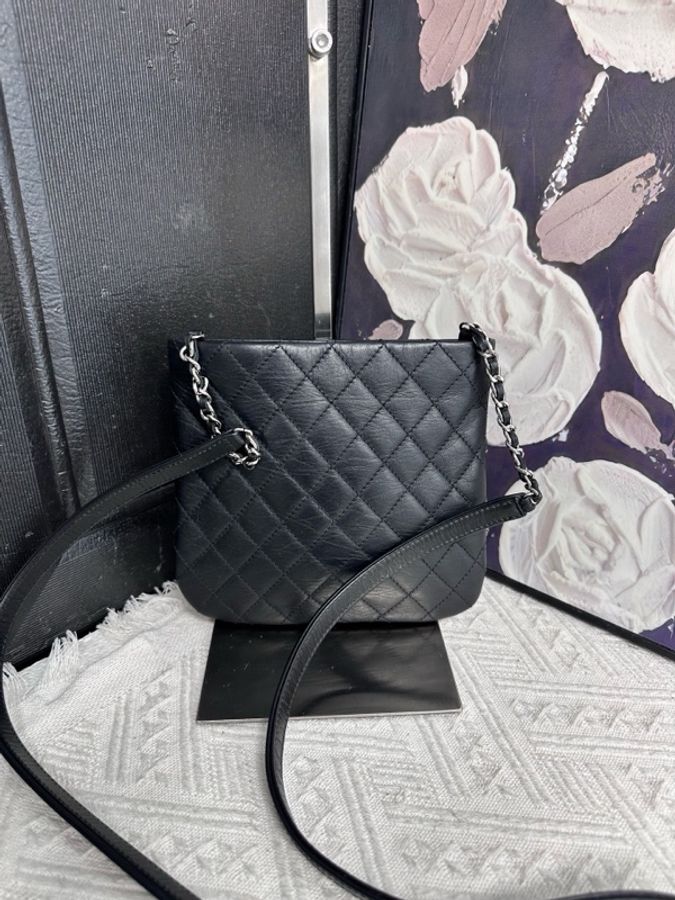 Chanel • 經典黑銀羊皮郵差包-2