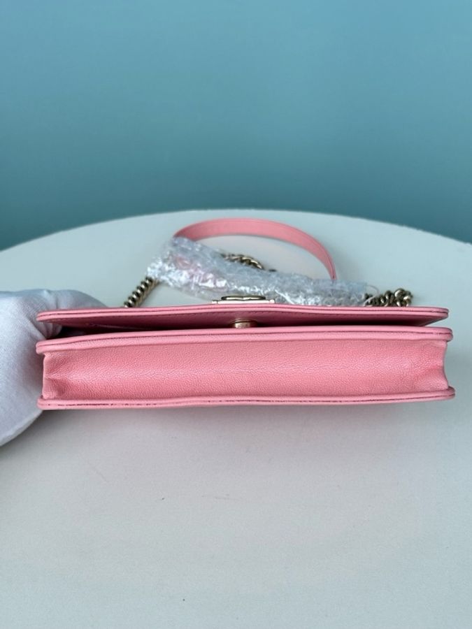 Chanel • 經典奶昔粉荔枝牛皮金釦Le Boy Woc鏈條包 🈶保卡-6