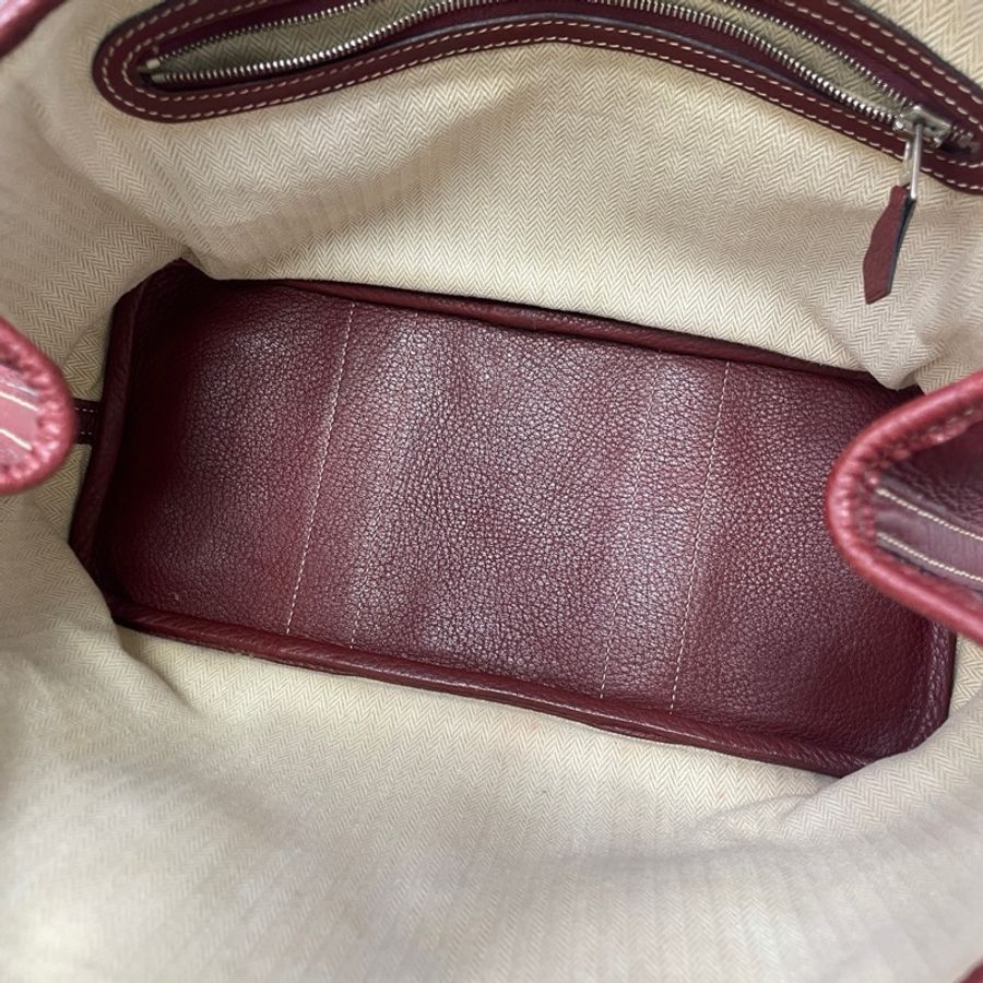 Hermes • 波爾多紅走白線Tc皮銀釦 Garden Party 30-9