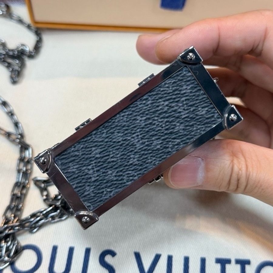Louis Vuitton 路易威登 Trunk mini 黑花迷你小硬箱 男女同款 耳機包 鏈條斜挎包 尺寸7×5×3cm-12