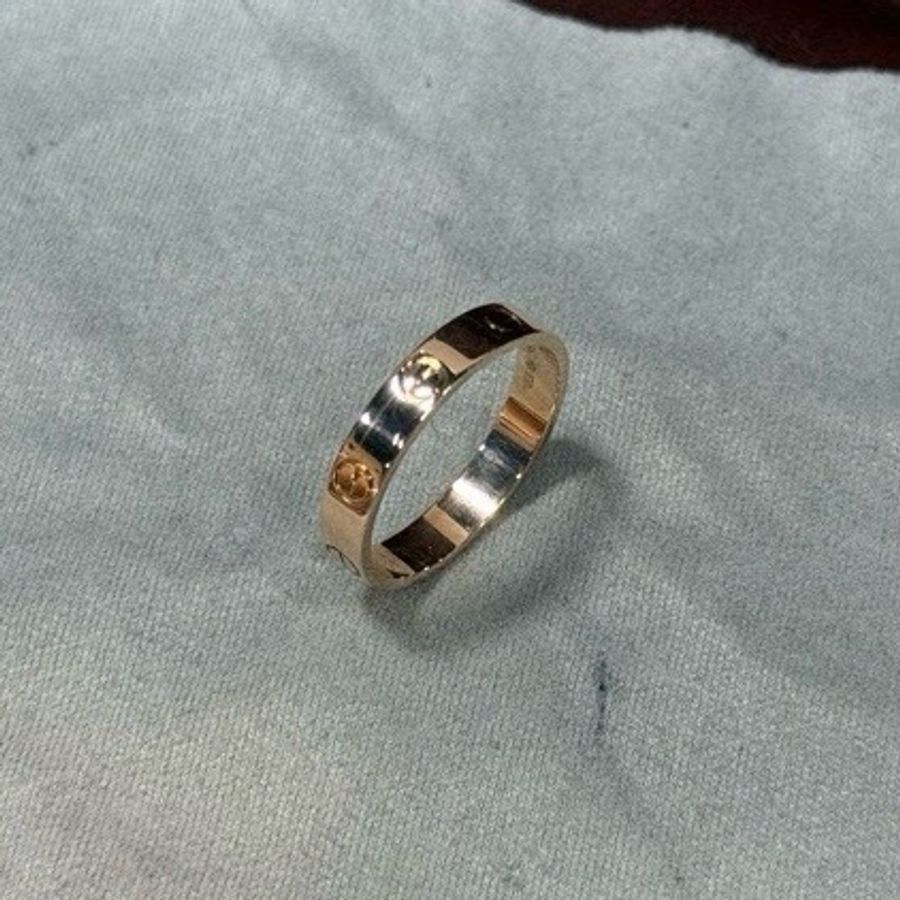 Cartier 卡地亞 LOVE 經典款窄版戒指 18K玫瑰金 尺碼54-3