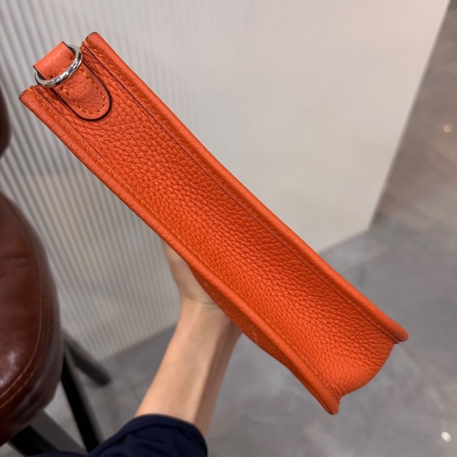 HERMES 愛馬仕 Evelyn mini 伊芙琳迷你 愛馬仕橙 銀扣 Y刻 TC皮-3