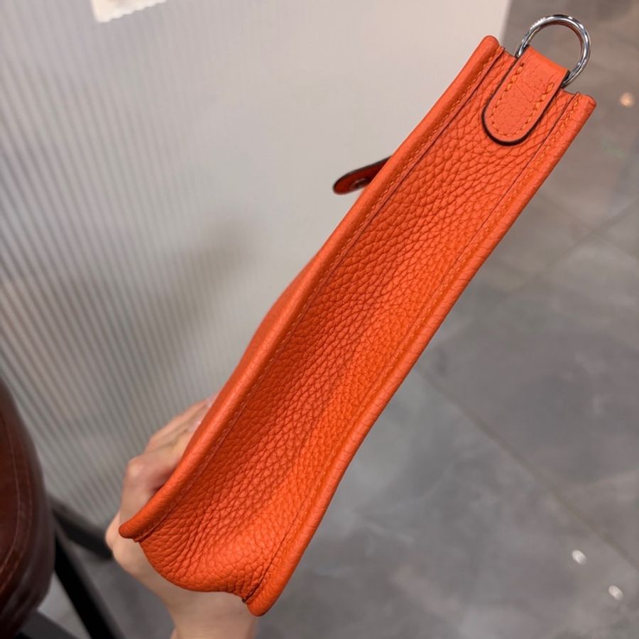 HERMES 愛馬仕 Evelyn mini 伊芙琳迷你 愛馬仕橙 銀扣 Y刻 TC皮-4