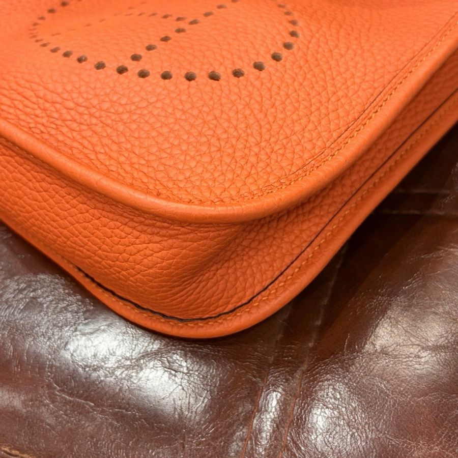 HERMES 愛馬仕 Evelyn mini 伊芙琳迷你 愛馬仕橙 銀扣 Y刻 TC皮-6