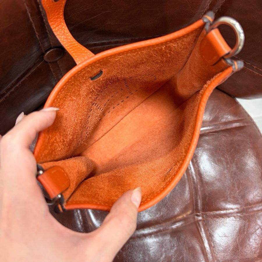 HERMES 愛馬仕 Evelyn mini 伊芙琳迷你 愛馬仕橙 銀扣 Y刻 TC皮-9