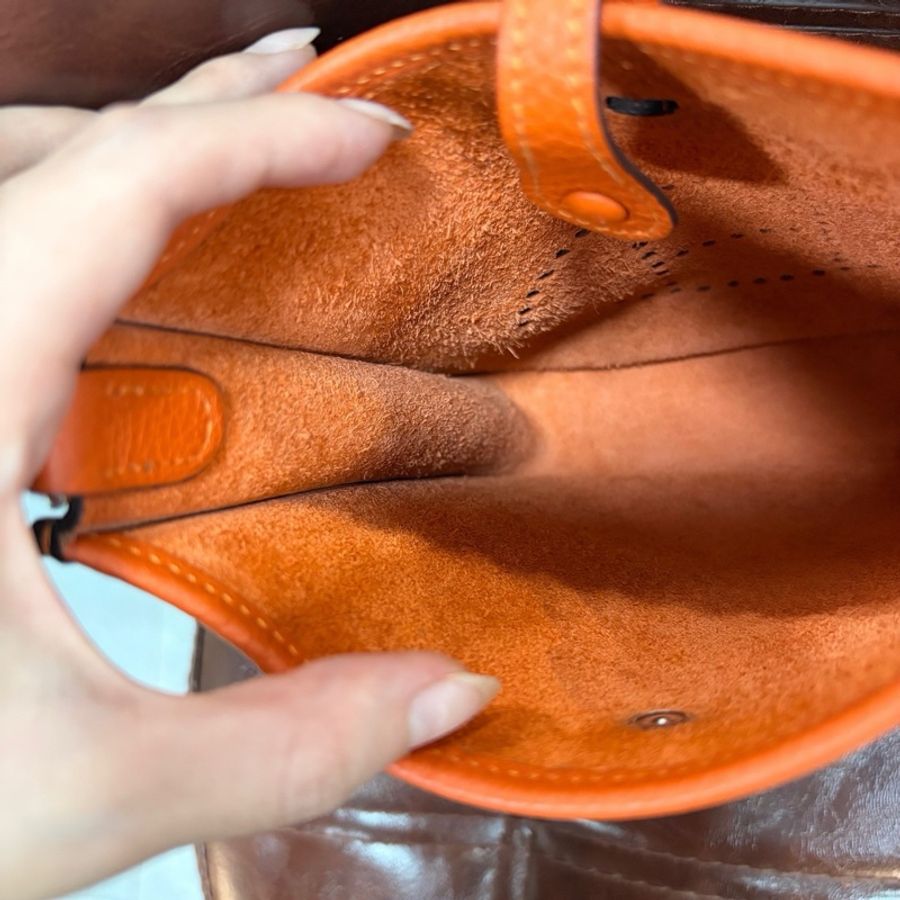 HERMES 愛馬仕 Evelyn mini 伊芙琳迷你 愛馬仕橙 銀扣 Y刻 TC皮-14