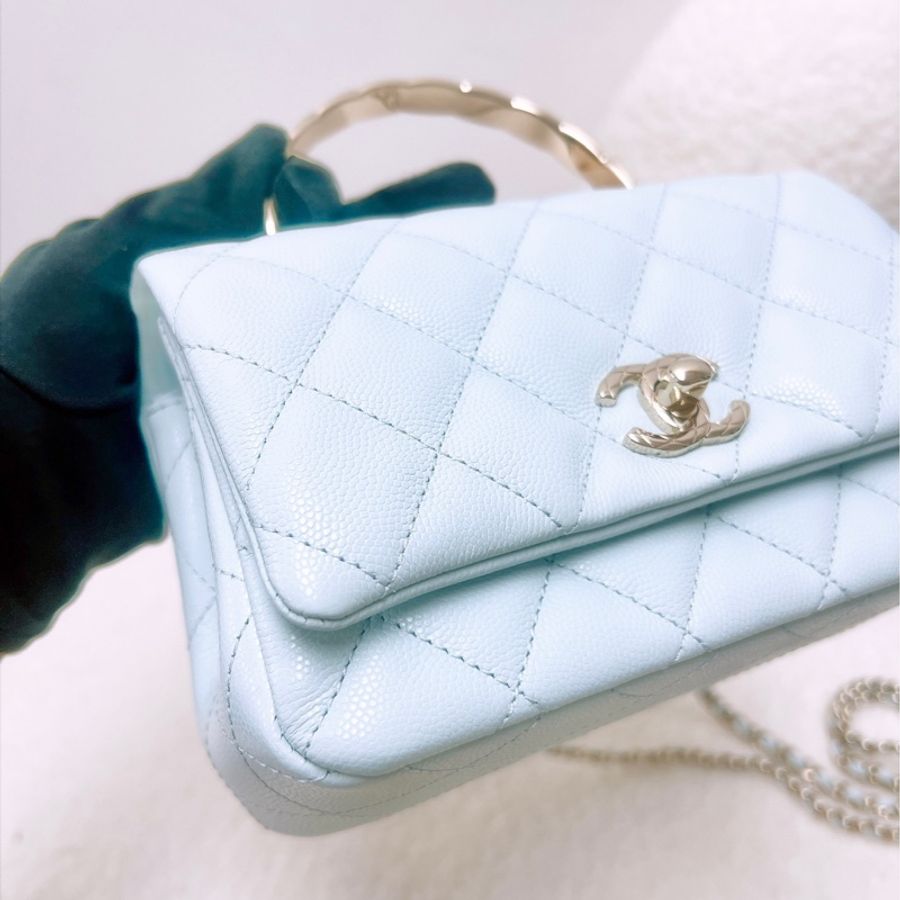 全新 Chanel 25s coco crush 淺藍色手柄包-1