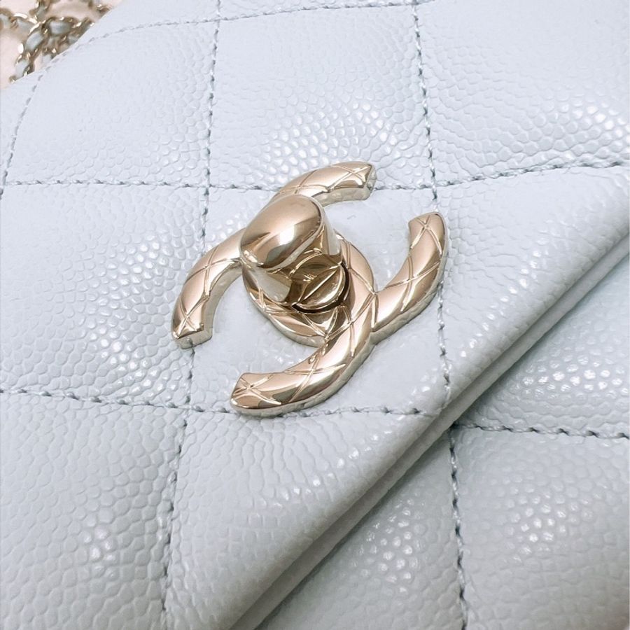 全新 Chanel 25s coco crush 淺藍色手柄包-10
