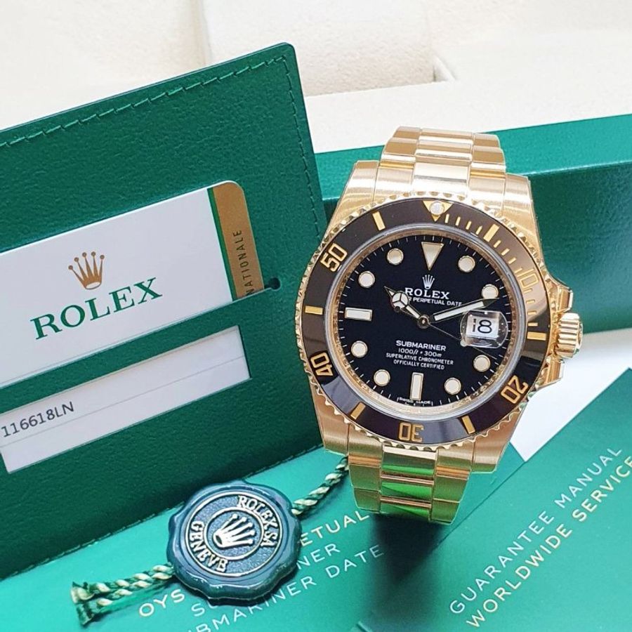 【大眾名錶】ROLEX 勞力士116618LN Submariner潛航者 2019/10 全金黑水鬼 品項漂亮 已貼膜 錶節齊全 B1503-3