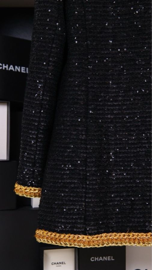 Chanel 22S黑金亮片滚边上衣外套-49