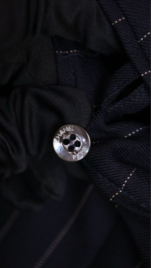 Chanel 黑色竖条纹两口袋西装上衣外套-17