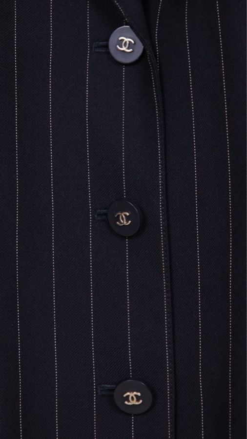 Chanel 黑色竖条纹两口袋西装上衣外套-40