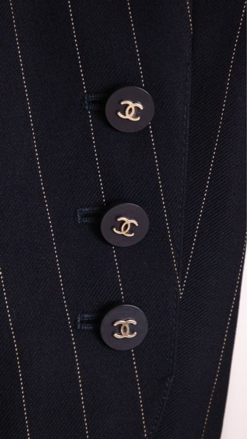 Chanel 黑色竖条纹两口袋西装上衣外套-41