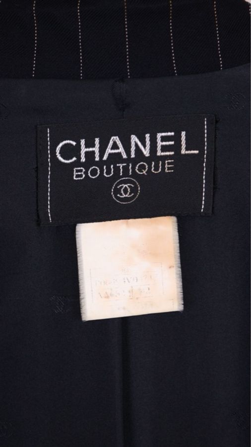 Chanel 黑色竖条纹两口袋西装上衣外套-44