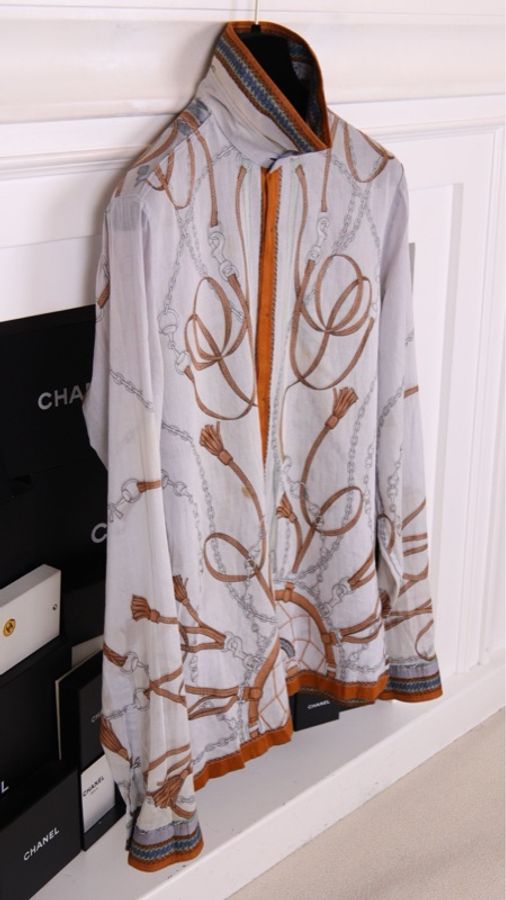 Gucci 00年秀款棕色抽绳图案衬衫上衣外套-4