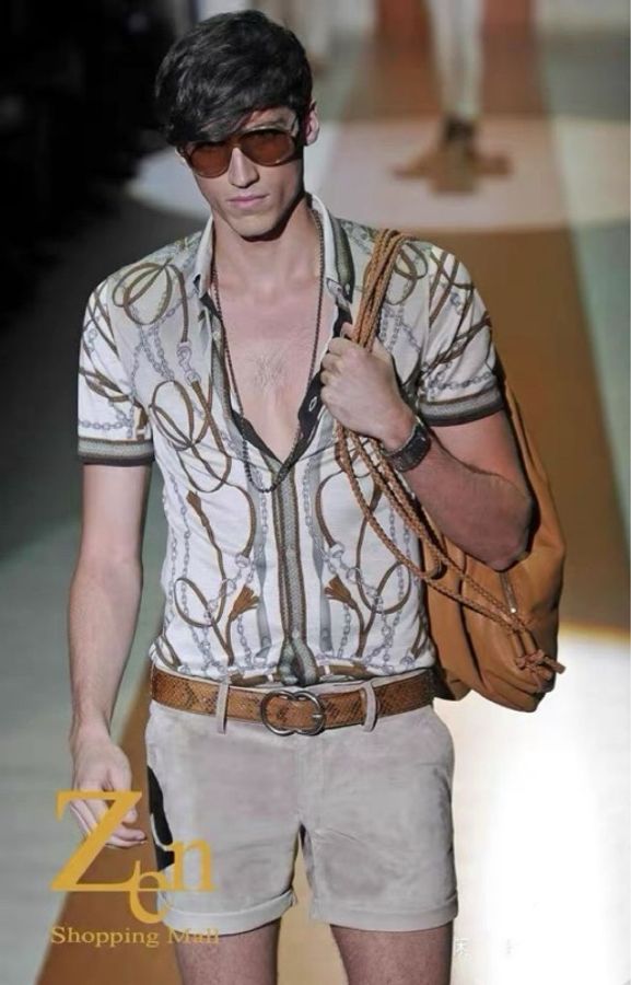 Gucci 00年秀款棕色抽绳图案衬衫上衣外套-6
