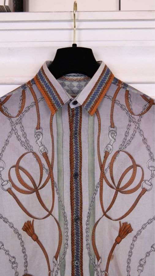 Gucci 00年秀款棕色抽绳图案衬衫上衣外套-28