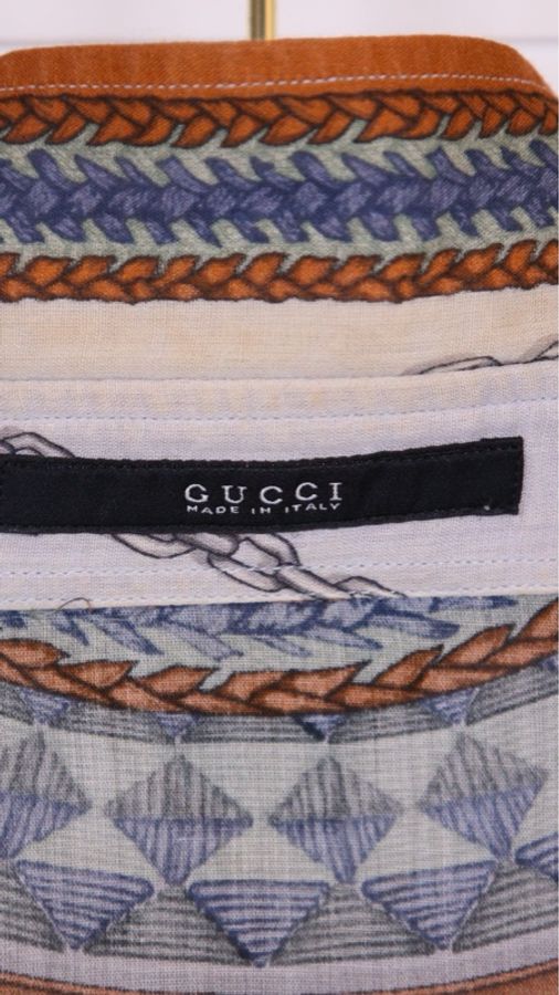Gucci 00年秀款棕色抽绳图案衬衫上衣外套-30