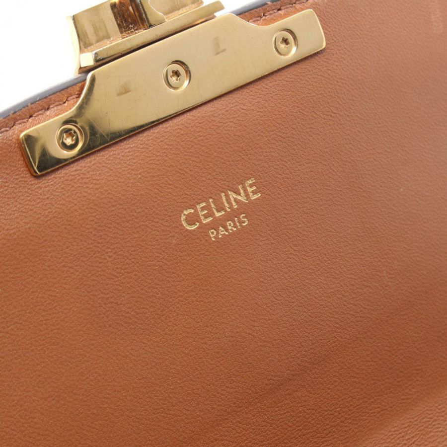 CELINE Teen Triomphe 肩背包 188882BZ4.04LU PVC塗層帆布皮革 黑色 棕色 二手 女士-3