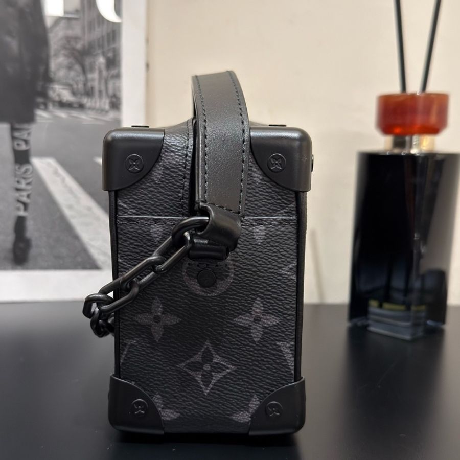 Louis Vuitton 路易威登 黑武士 黑色老花盒子包 單肩斜挎包 芯片款-7