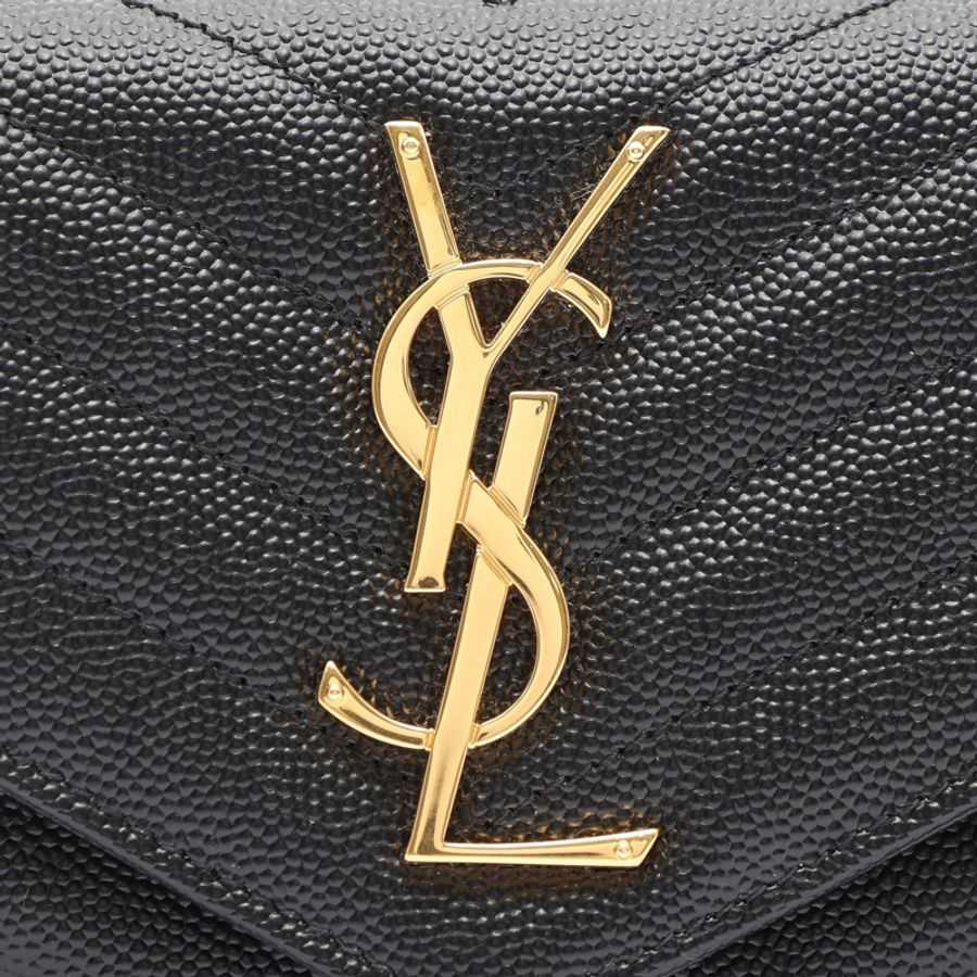 SAINT LAURENT YSL 聖羅蘭 CASSANDRE MATELASSE 大型翻蓋 扣式長夾 黑色 粒面牛皮 372264-3