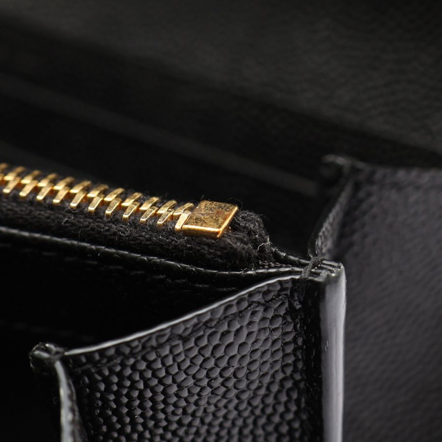 SAINT LAURENT YSL 聖羅蘭 CASSANDRE MATELASSE 大型翻蓋 扣式長夾 黑色 粒面牛皮 372264-8
