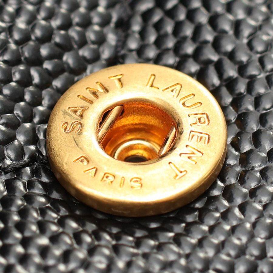 SAINT LAURENT YSL 聖羅蘭 CASSANDRE MATELASSE 大型翻蓋 扣式長夾 黑色 粒面牛皮 372264-9