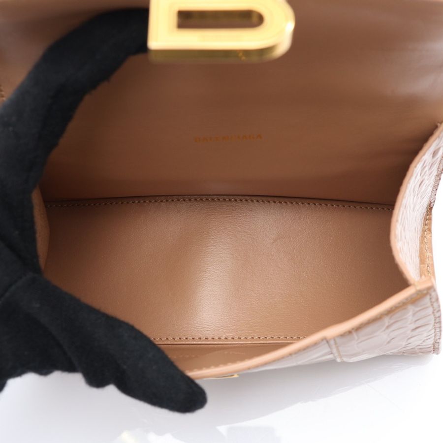 Balenciaga 巴黎世家 Hourglass XS Top Handle 兩用包 淺褐色 牛皮 592833 9607-2