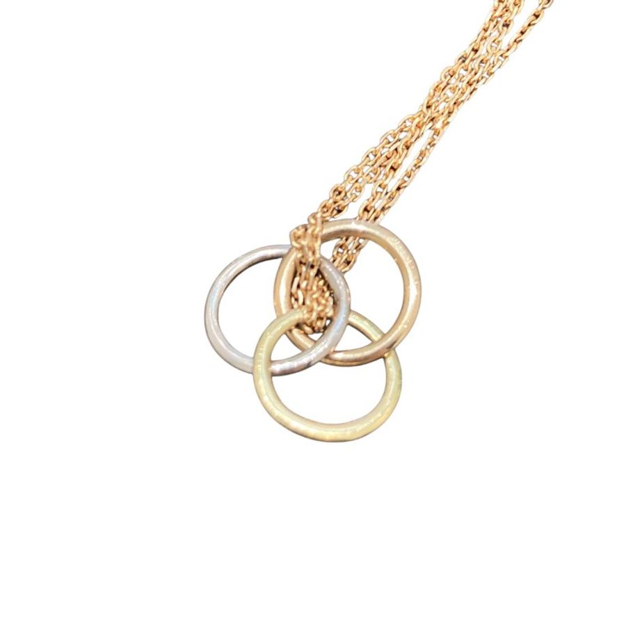 CARTIER 卡地亞 TRINITY NECKLACE 三環項鍊 K18PG 4.15g-4
