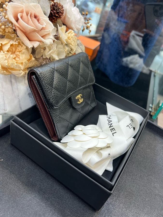 Chanel 經典CF荔枝牛皮短夾-6