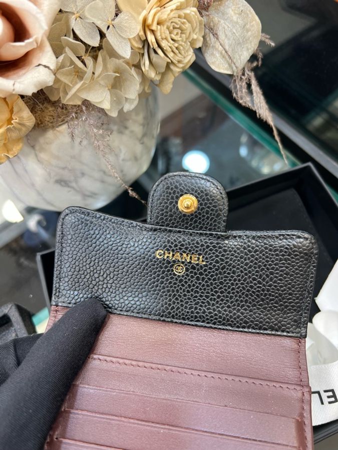 Chanel 經典CF荔枝牛皮短夾-7