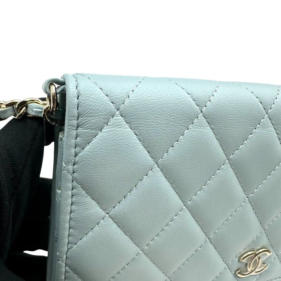 【美收精品】CHANEL 寶寶藍菱格紋珍珠鏈 WOC包 C-823【隔月月中將轉賣至日本 上架期限30天】-16