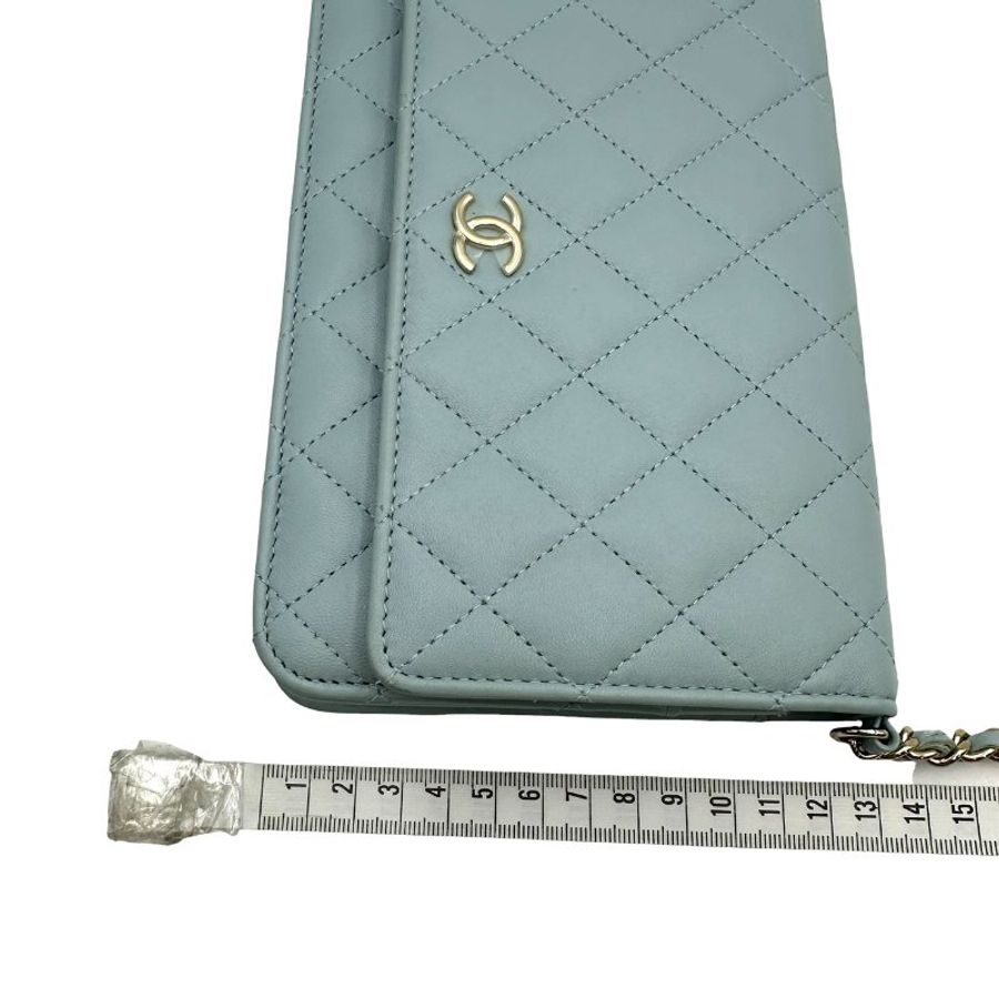 【美收精品】CHANEL 寶寶藍菱格紋珍珠鏈 WOC包 C-823【隔月月中將轉賣至日本 上架期限30天】-18