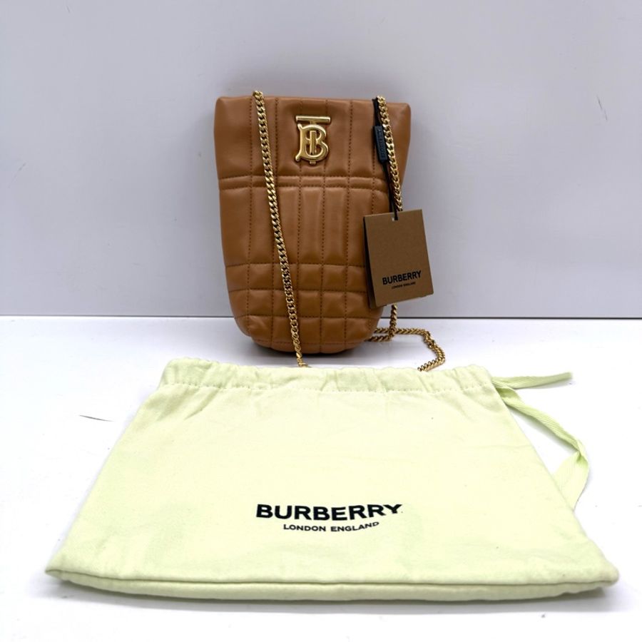 BURBERRY 巴寶莉 棕色LOLA SMALL QUILTED BUCKET 鏈條斜背小包-2