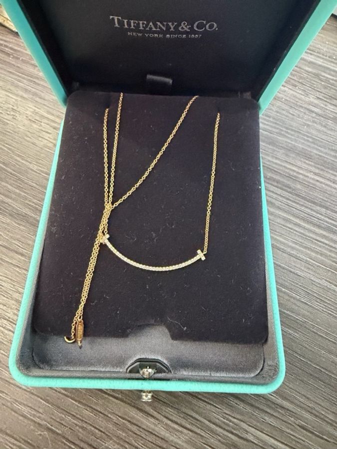 Tiffany帝芙尼 滿鑽笑臉項鍊 玫瑰金-1