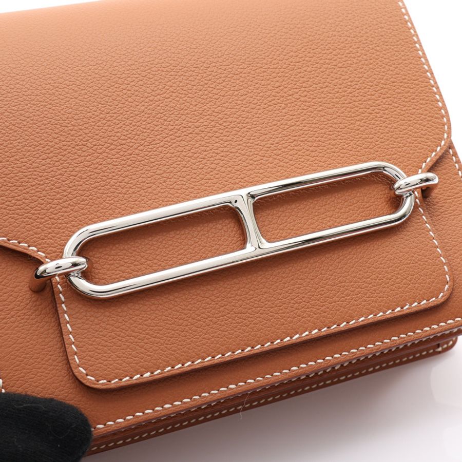 HERMES 愛馬仕 Mini Roulis 肩背包 金棕色 Evercolor牛皮 K刻 銀扣 H070510CK-6