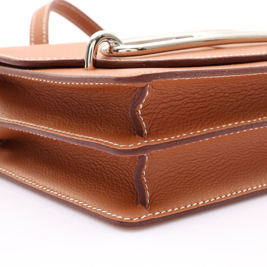 HERMES 愛馬仕 Mini Roulis 肩背包 金棕色 Evercolor牛皮 K刻 銀扣 H070510CK-9