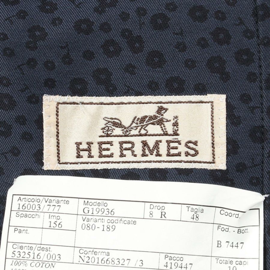 愛馬仕 (HERMES) 花卉印花雙面修身棉質夾克,海軍藍,二手男款-3