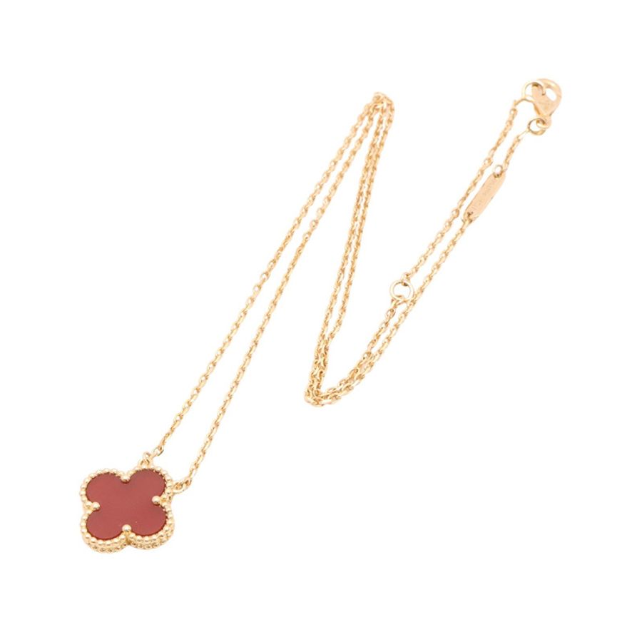 Van Cleef & Arpels 梵克雅寶 Vintage Alhambra 項鍊 18K黃金 紅玉髓 VCARD38500-2