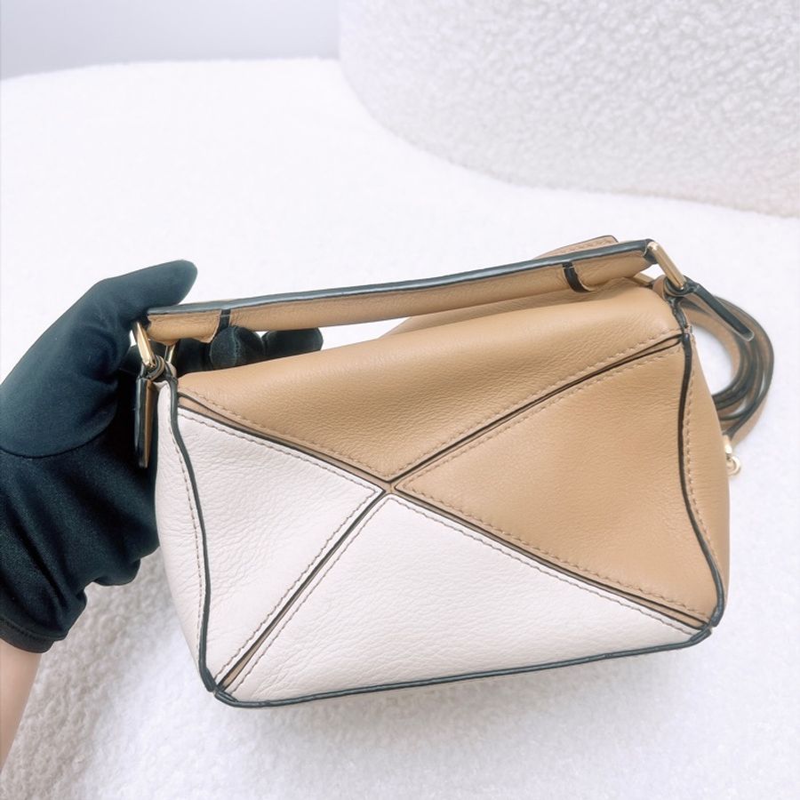 Loewe puzzle mini 棕色拼色幾何包-6