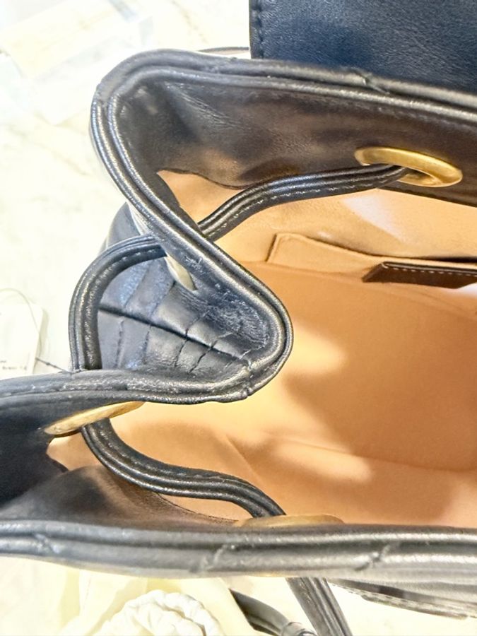 Gucci黑牛皮山形文marmont 後背包-14
