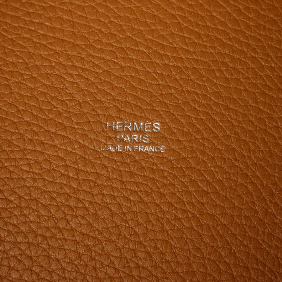 HERMES Clemence皮革Picotin MM手挽袋Gold/Nata-5