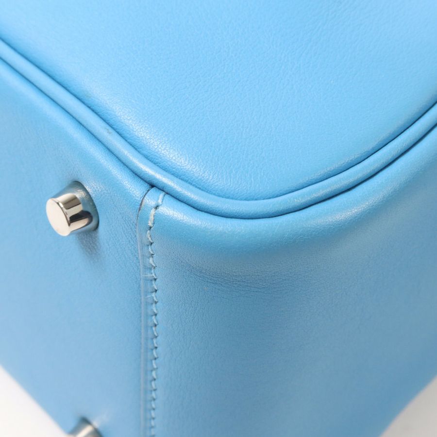 HERMES Swift皮革Mini Lindy金扣手挽肩背兩用袋Bleu Frida-11